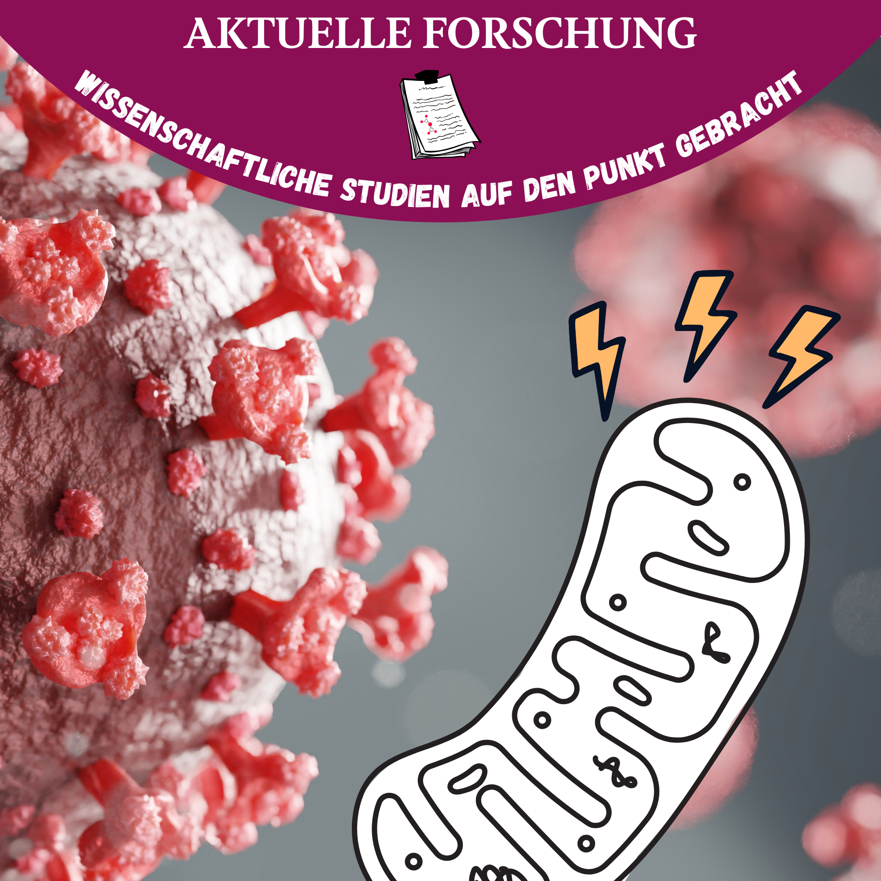 Illustration zu Long COVID und Mitochondrien – Zusammenhang zwischen Virusinfektion und zellulärem Energiestoffwechsel